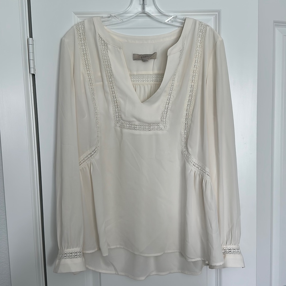 LOFT ivory lace blouse